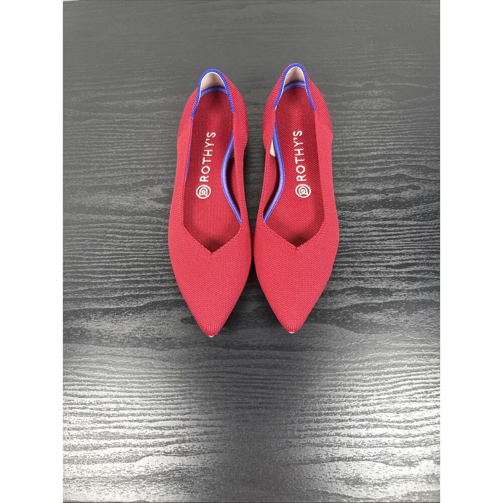Rothy's Women's Flat Pointed Toe Chili Red Stretch Size W9.5 Slip On Ballet